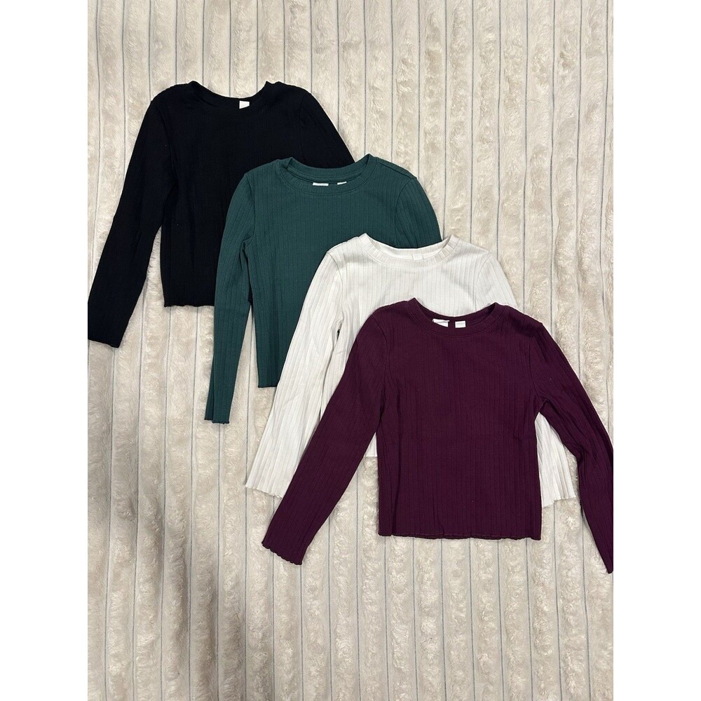 Gap Kids Girls XS Long Sleeve Crew Neck Ribbed Shirt - Lot of 4 EUC